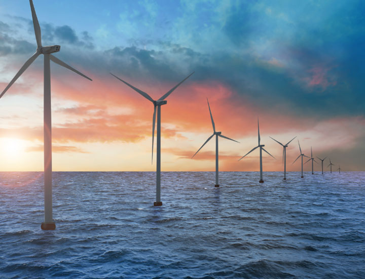 Wind farms in the ocean creating clean, sustainable energy thanks to geosciences